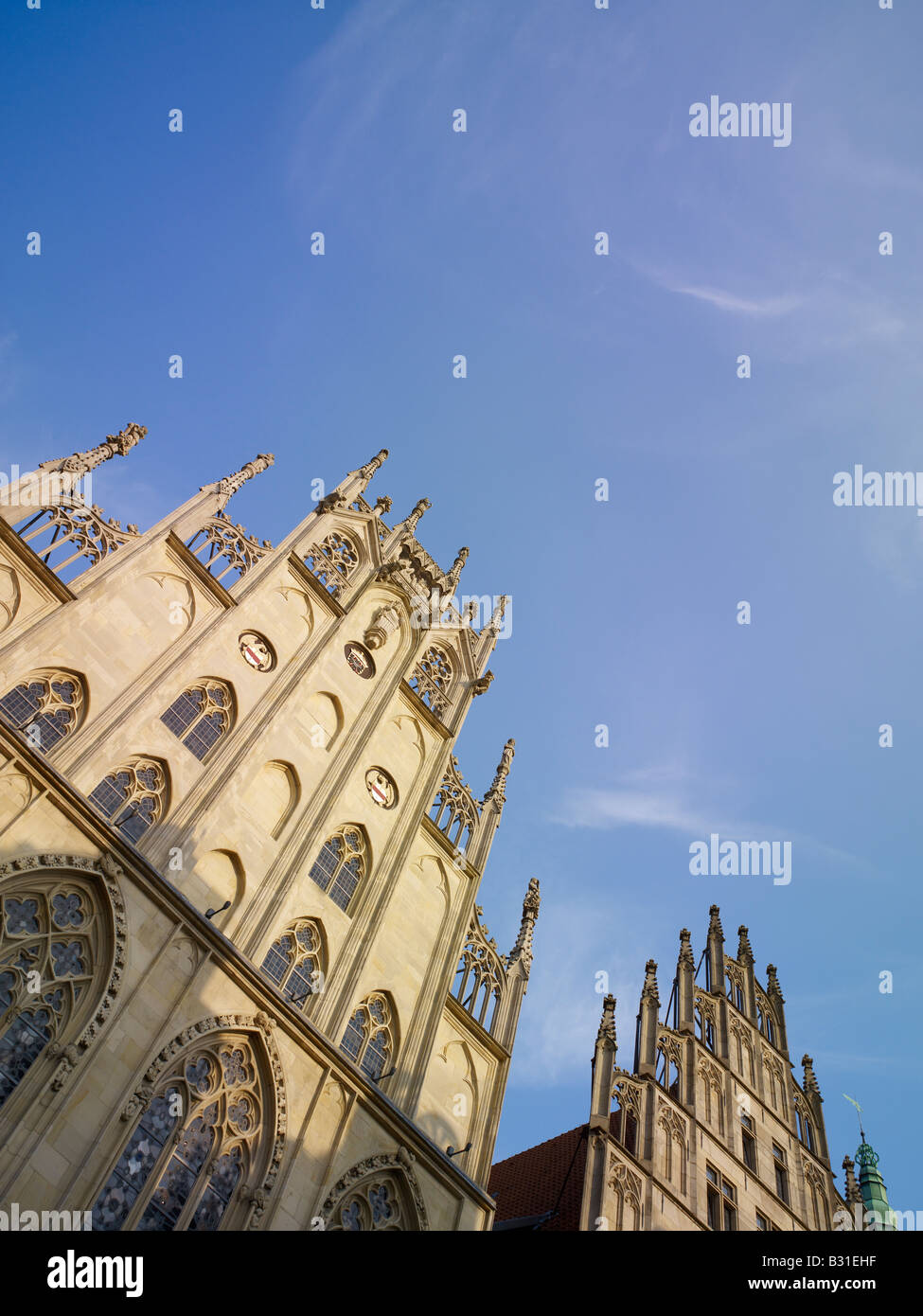 Mairie historique ver Stadtweinhaus s eye view Muenster Allemagne Banque D'Images