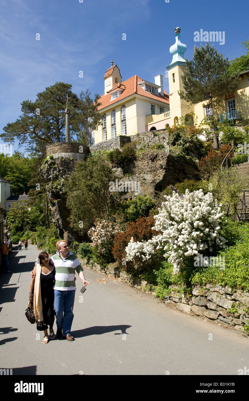 Portmeirion Village de Gwynedd sur la côte de Snowdonia au Pays de Galles Banque D'Images