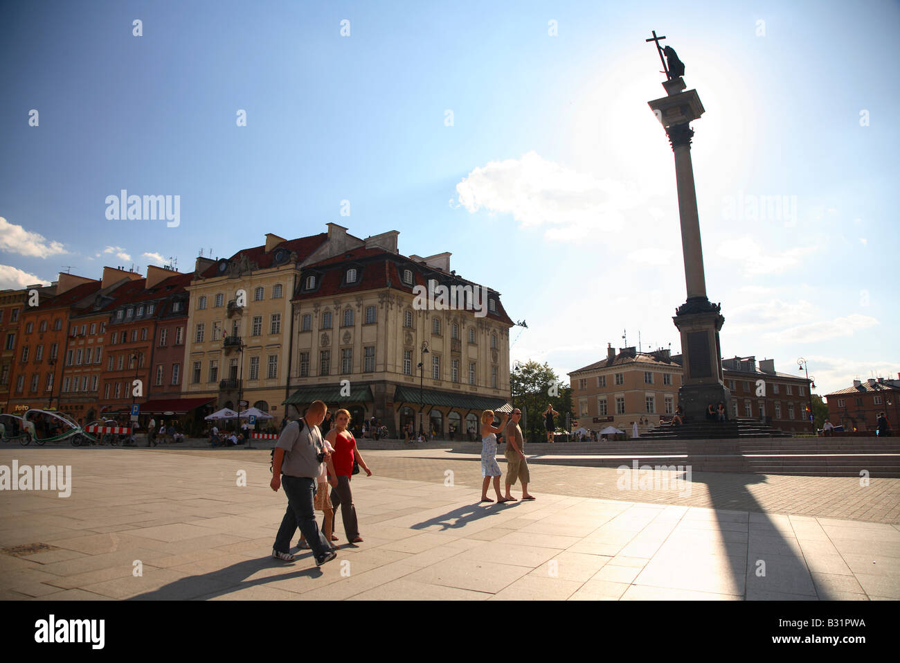 Varsovie, Warszawa, Pologne, Vieille Ville, colonne et Zygmunt Plac Zamkowy Banque D'Images