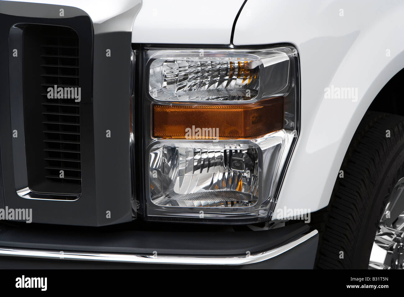 2008 Ford F-350 SD en blanc - Phare Banque D'Images