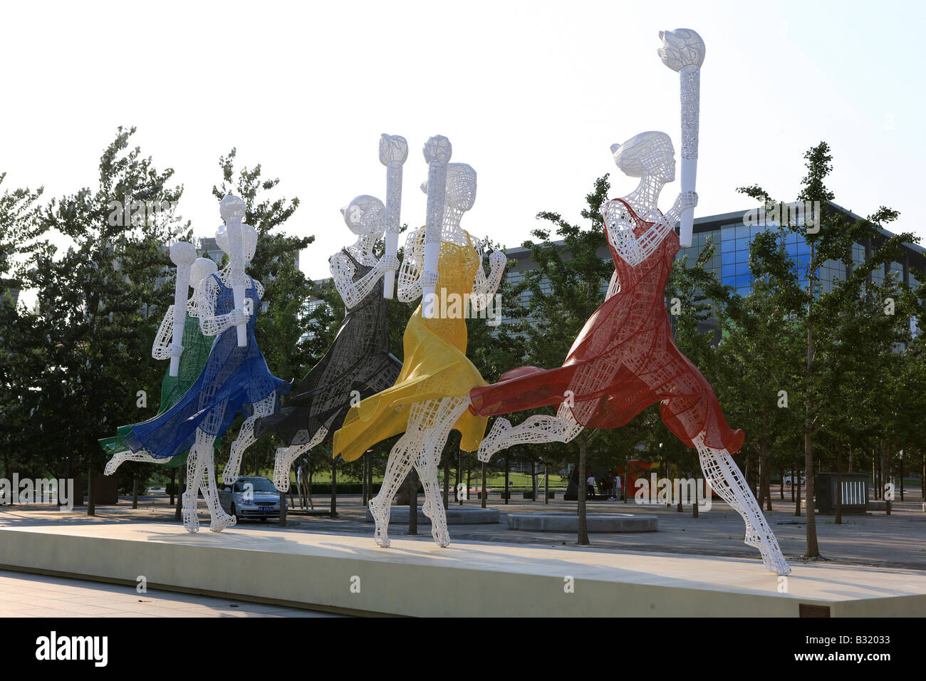 Modèles dans le Parc olympique de Beijing, Chine, Banque D'Images