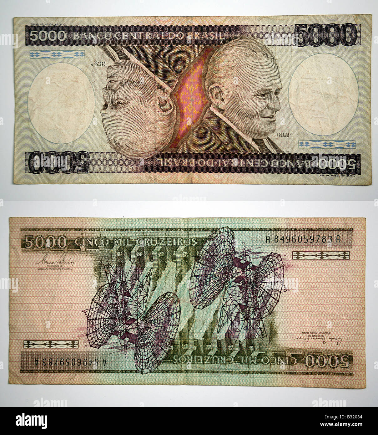 Monnaie brésilienne Banco Central do Brasil 5000 Banque D'Images