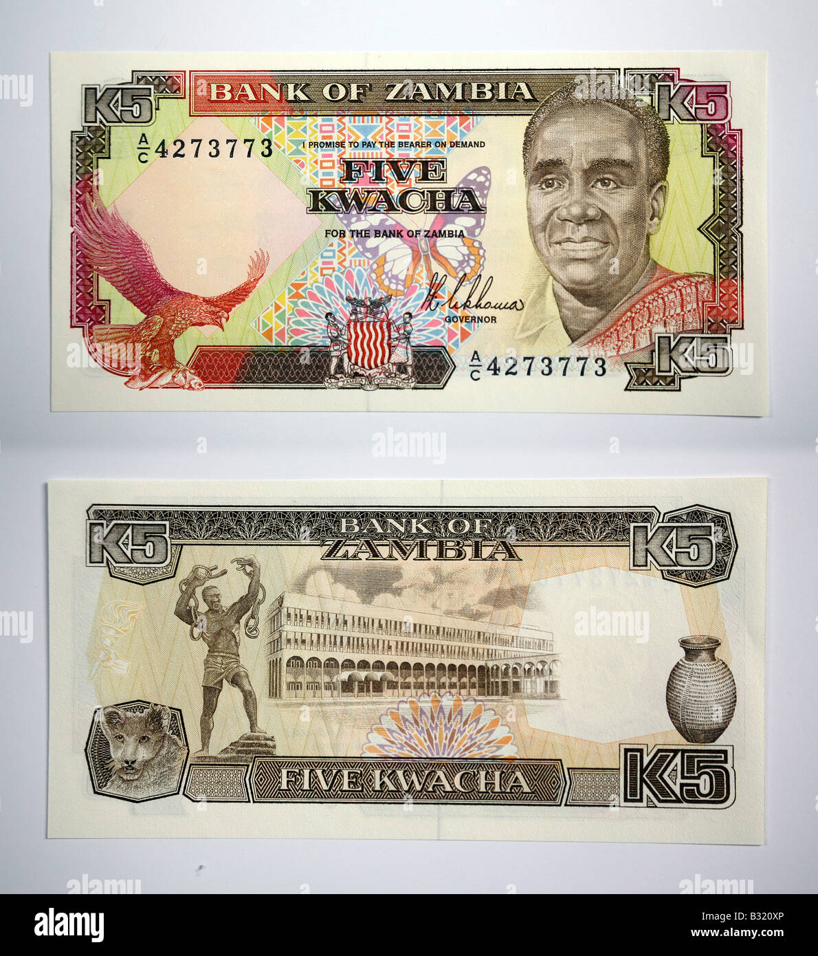 La Banque de Zambie Kwacha cinq Banque D'Images