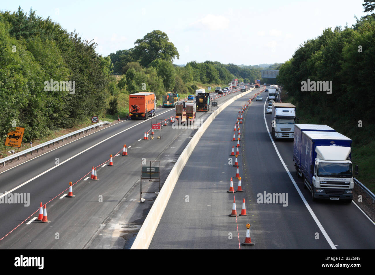 Travaux sur le M11 du Hertfordshire, England uk go Banque D'Images