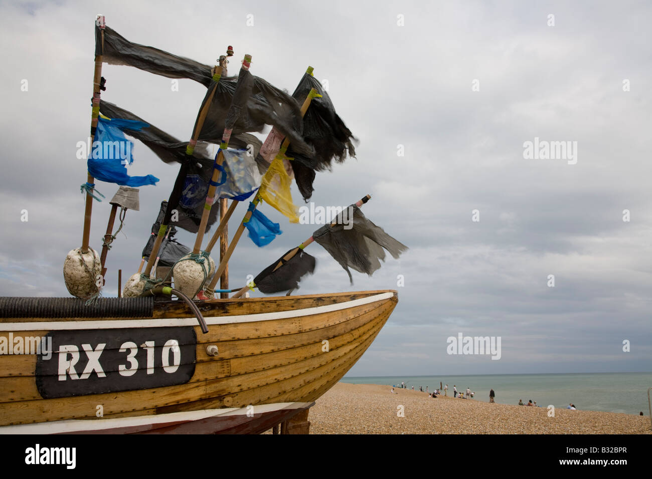 Bateau de pêche, Rock-a-Nore salon, Hastings, East Sussex, Angleterre Banque D'Images