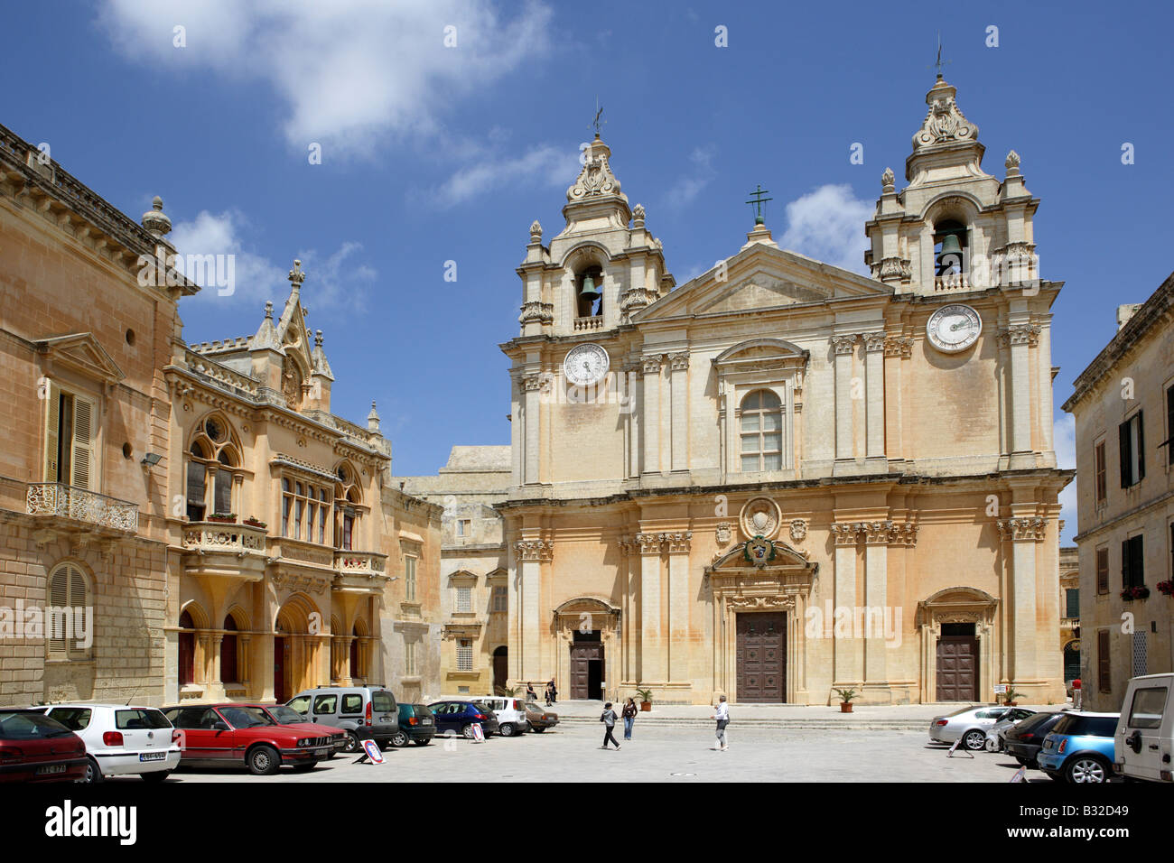 La Cathédrale St Paul, St Paul's Square, Mdina, Malte Banque D'Images