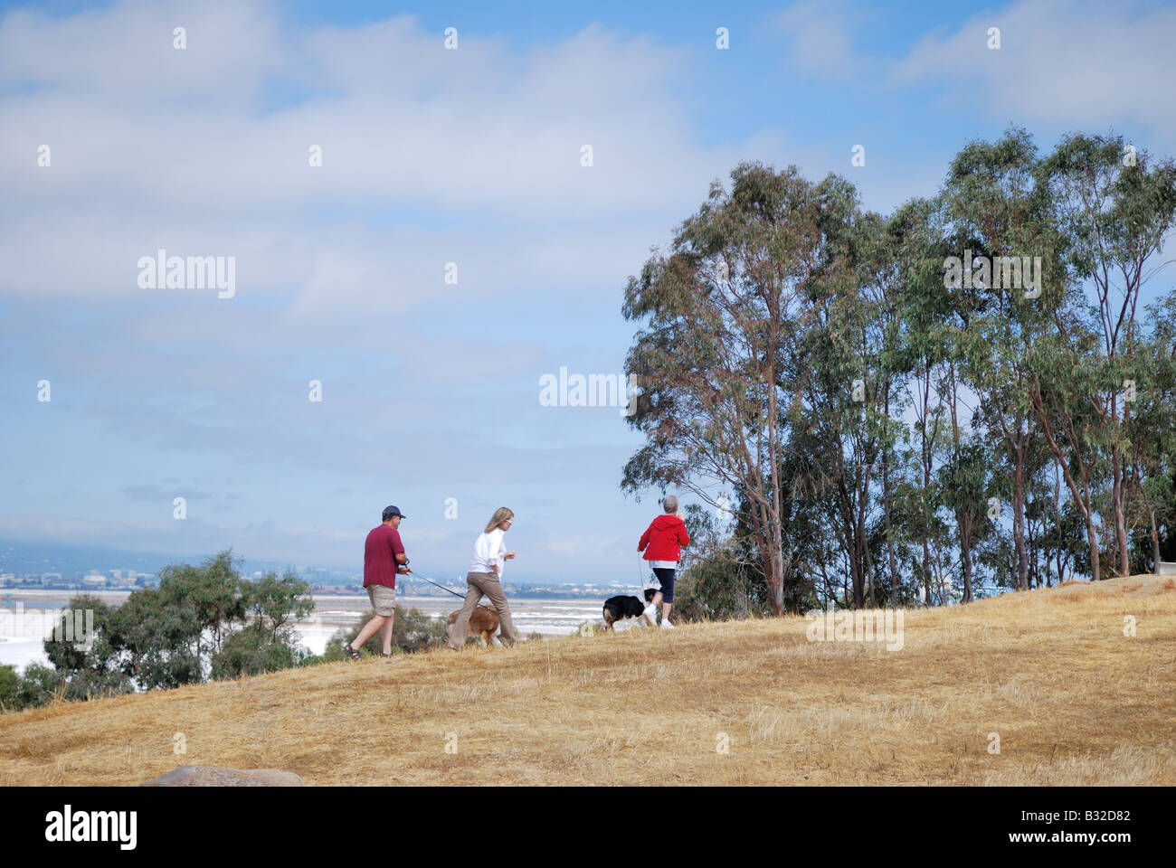 Randonnée dans parc Bayfront et les salines près de Redwood City en Californie l'extrémité sud de la baie de San Francisco Banque D'Images