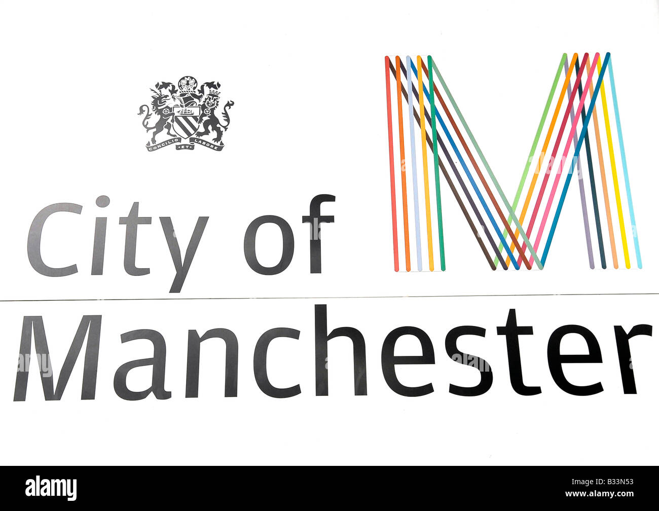 Ville de Manchester signer peter saville street M design tourisme voyage nord de l'angleterre uk Banque D'Images