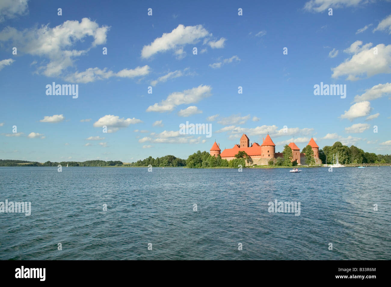 Château de l'île sur le lac Galve une vue emblématique de Lituanie nr Trakai Vilnius Lituanie Banque D'Images