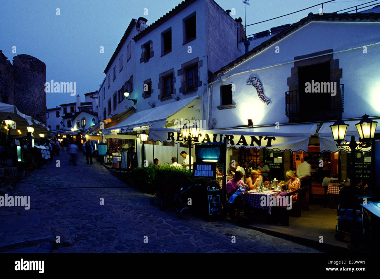 Restaurants à Tossa de Mar Costa Brava Catalogne Espagne Banque D'Images