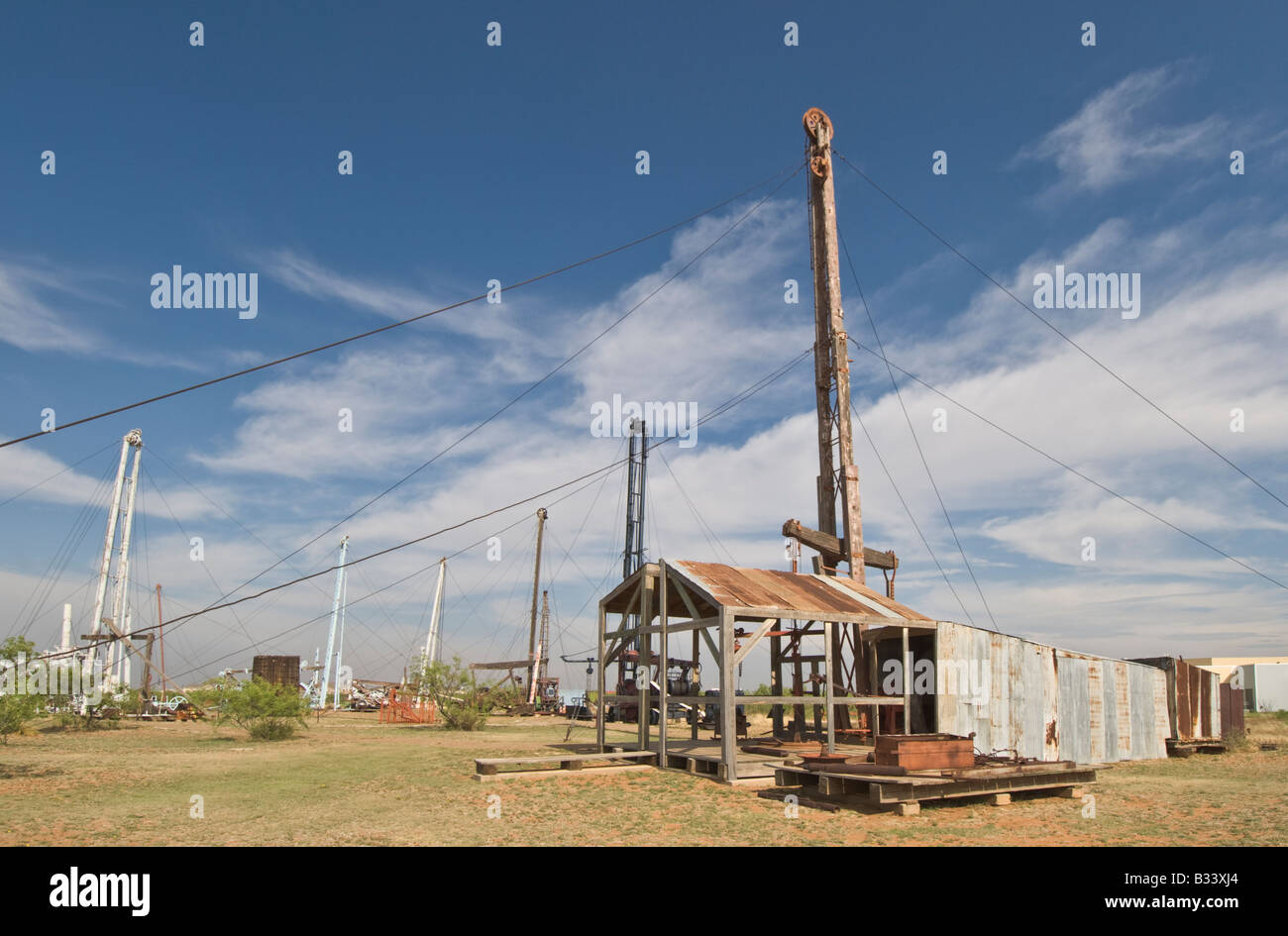 Midland Texas bassin permien antique Musée du pétrole oil drilling rig Banque D'Images