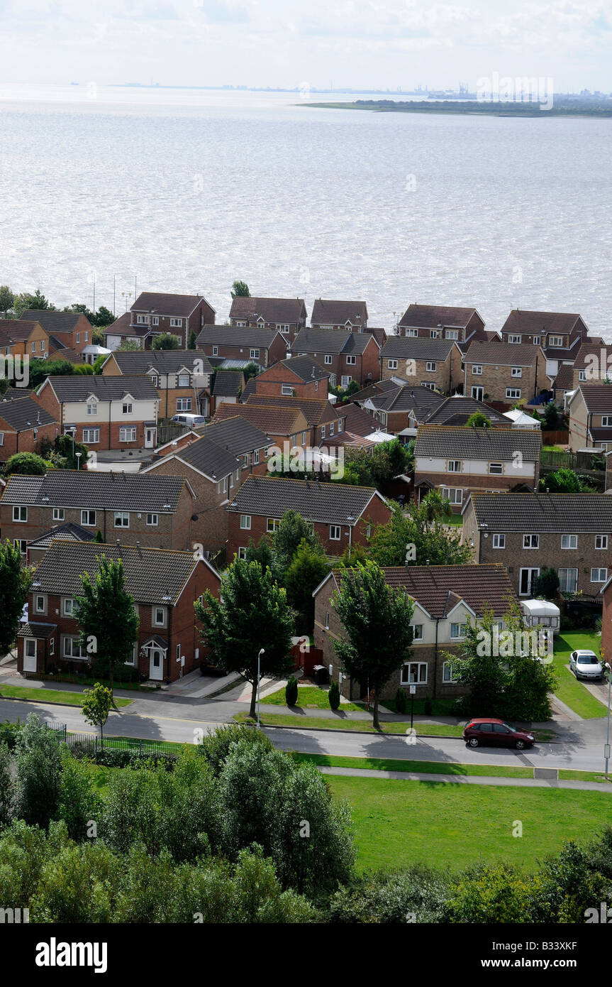 Développement de nouveaux logements sur les rives de l'estuaire de la Humber, Hull, Humberside, dans le Nord de l'Angleterre Banque D'Images