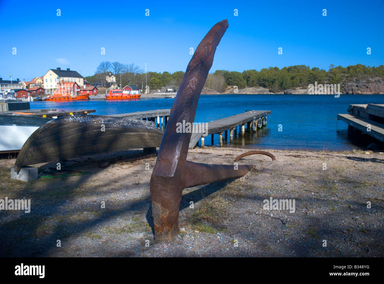 Sandhamn/Sandön island dans l'archipel de Stockholm, en Suède, offre de belles plages et un cadre idyllique à proximité de Stockholm Banque D'Images