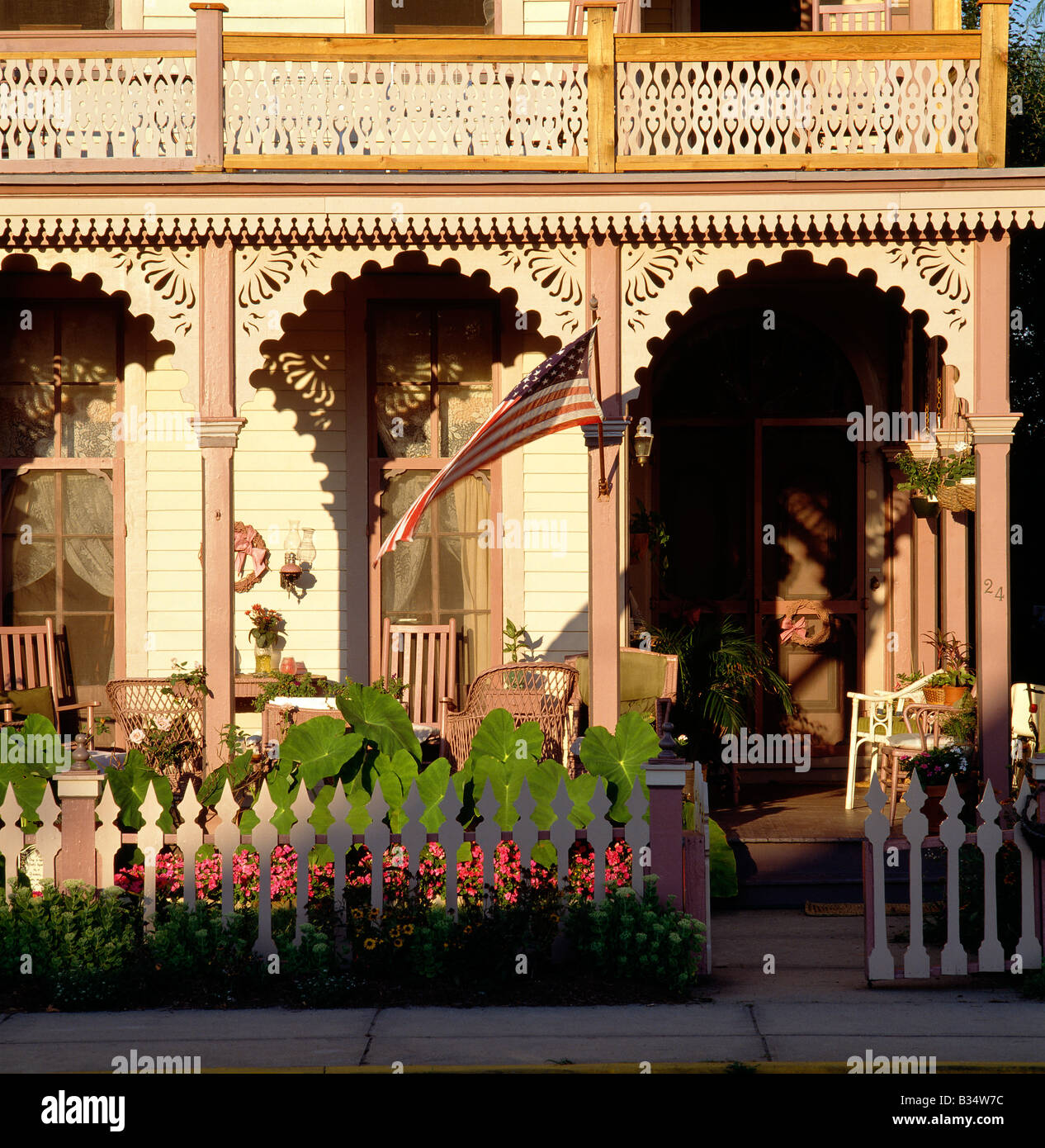 Stockton Rose (1869), l'une des maisons en rangée Place Stockton (architecture victorienne), Cape May, New Jersey, USA Banque D'Images