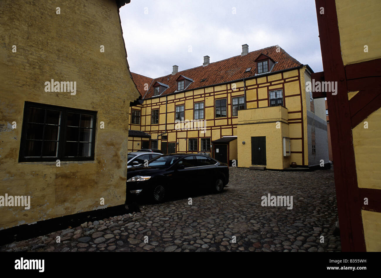 Danemark maisons jaune traditionnel Kerteminde Banque D'Images