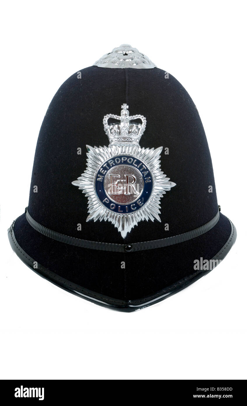 Une coupe d'un casque de police du Royaume-Uni Banque D'Images