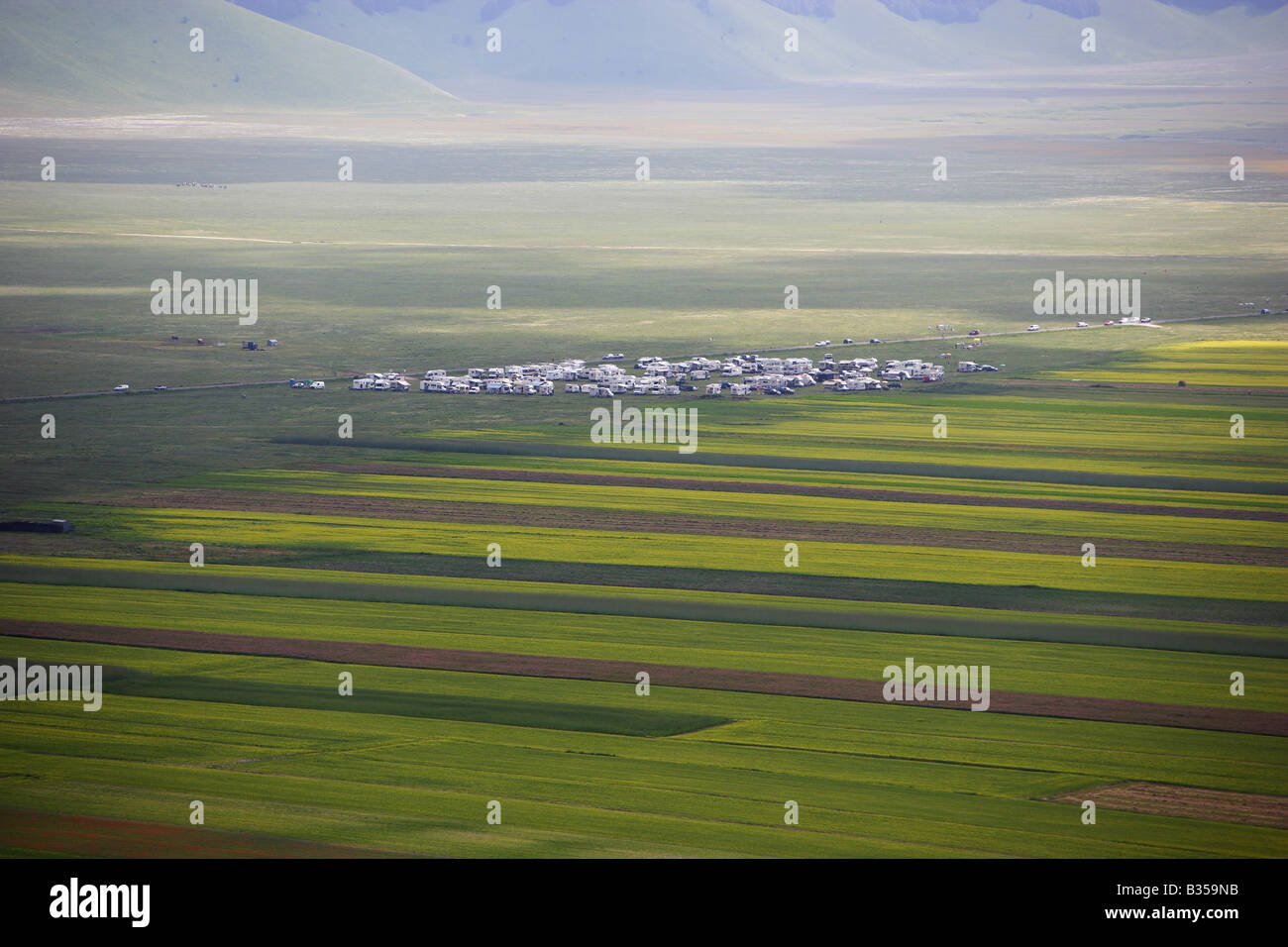 Camping situé dans le Piano Grande Banque D'Images