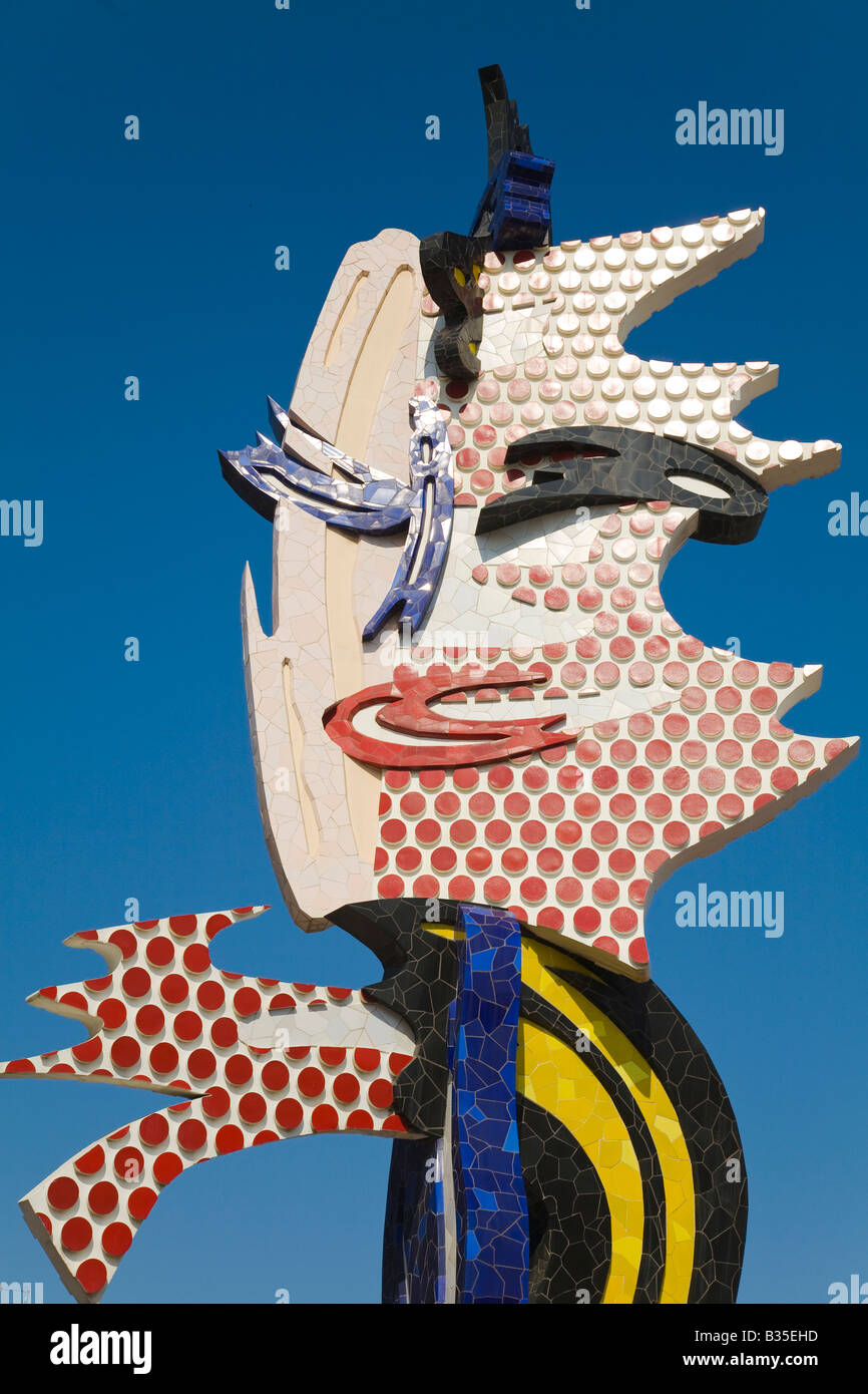 Espagne Barcelone sculpture colorée dans le Moll de la Fusta à Marina Port Vell Banque D'Images