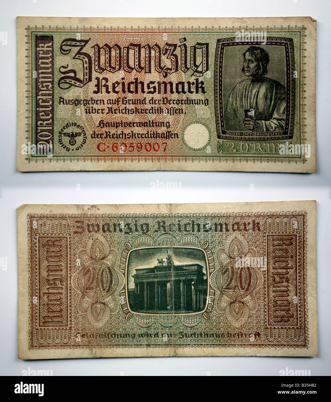MOB75 50 Reichsmark swastika Invasion Hitler Guerre Mondiale l'Allemagne de l'emblème du parti nazi allemand Banque D'Images