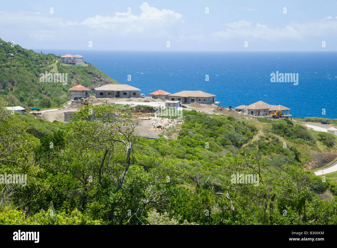 Cher nouvelle maison la construction d'un bâtiment, le nord de Sainte-Lucie, Caraïbes, Antilles Banque D'Images