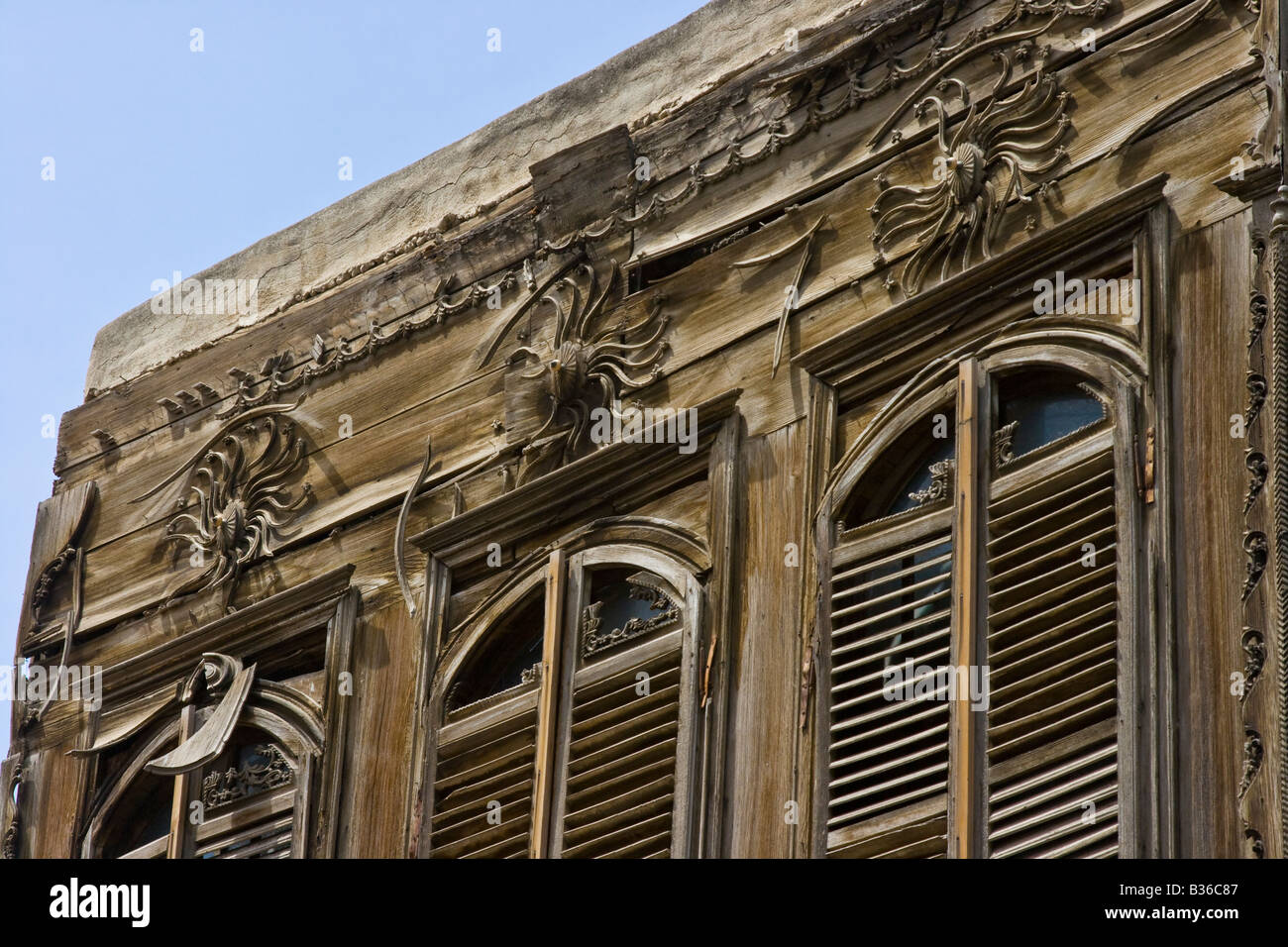 Des détails sur un surplomb d'une maison de la vieille ville d'Alep en Syrie Banque D'Images