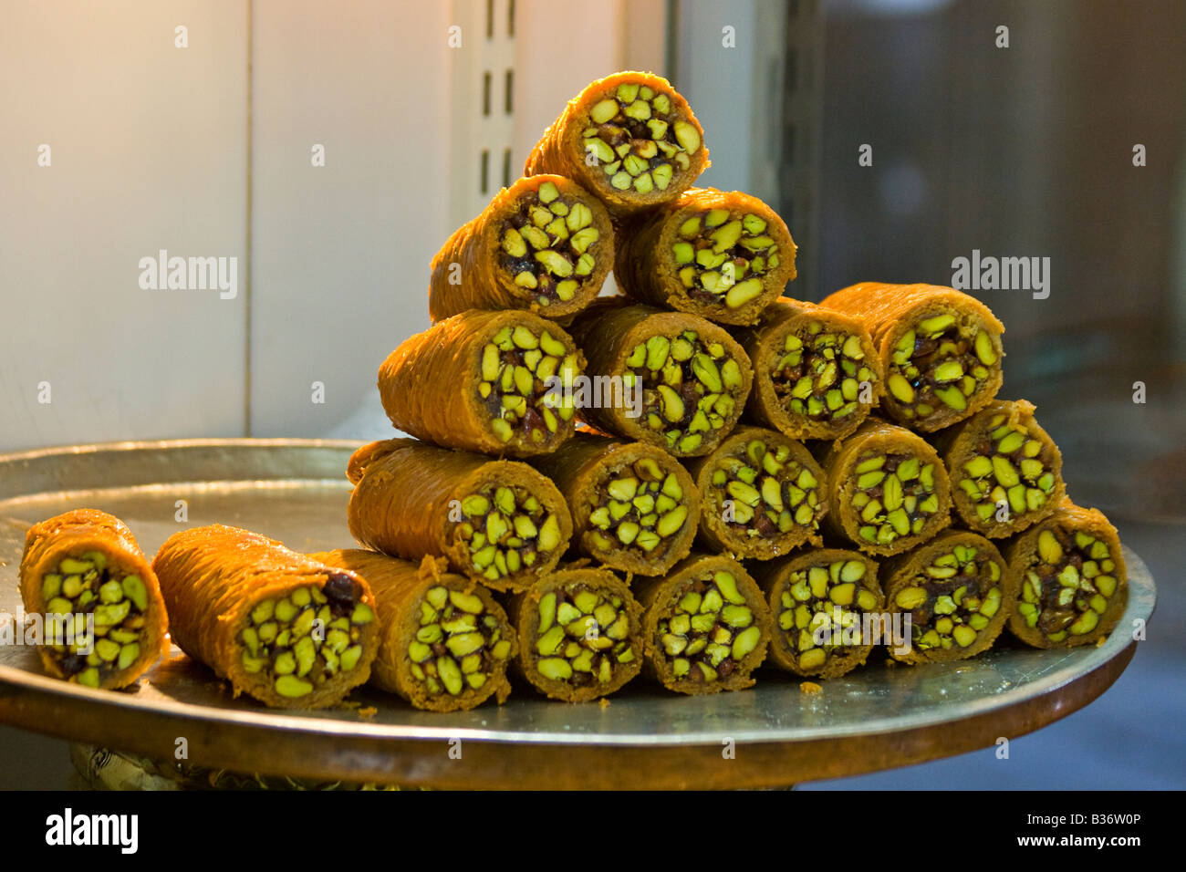 Sweets Shop dans le souk de la vieille ville d'Alep en Syrie Banque D'Images