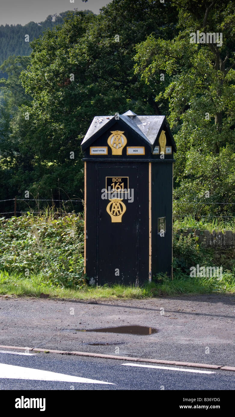 L'Association Automobile AA 1930 Ancienne Route callbox s au Pays de Galles UK Banque D'Images