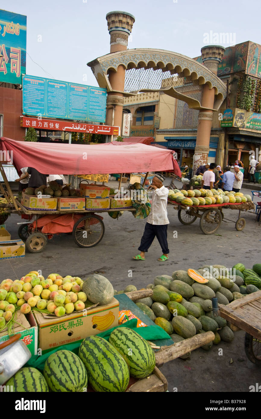 Marché du dimanche à Kashgar dans la province du Xinjiang Chine Banque D'Images