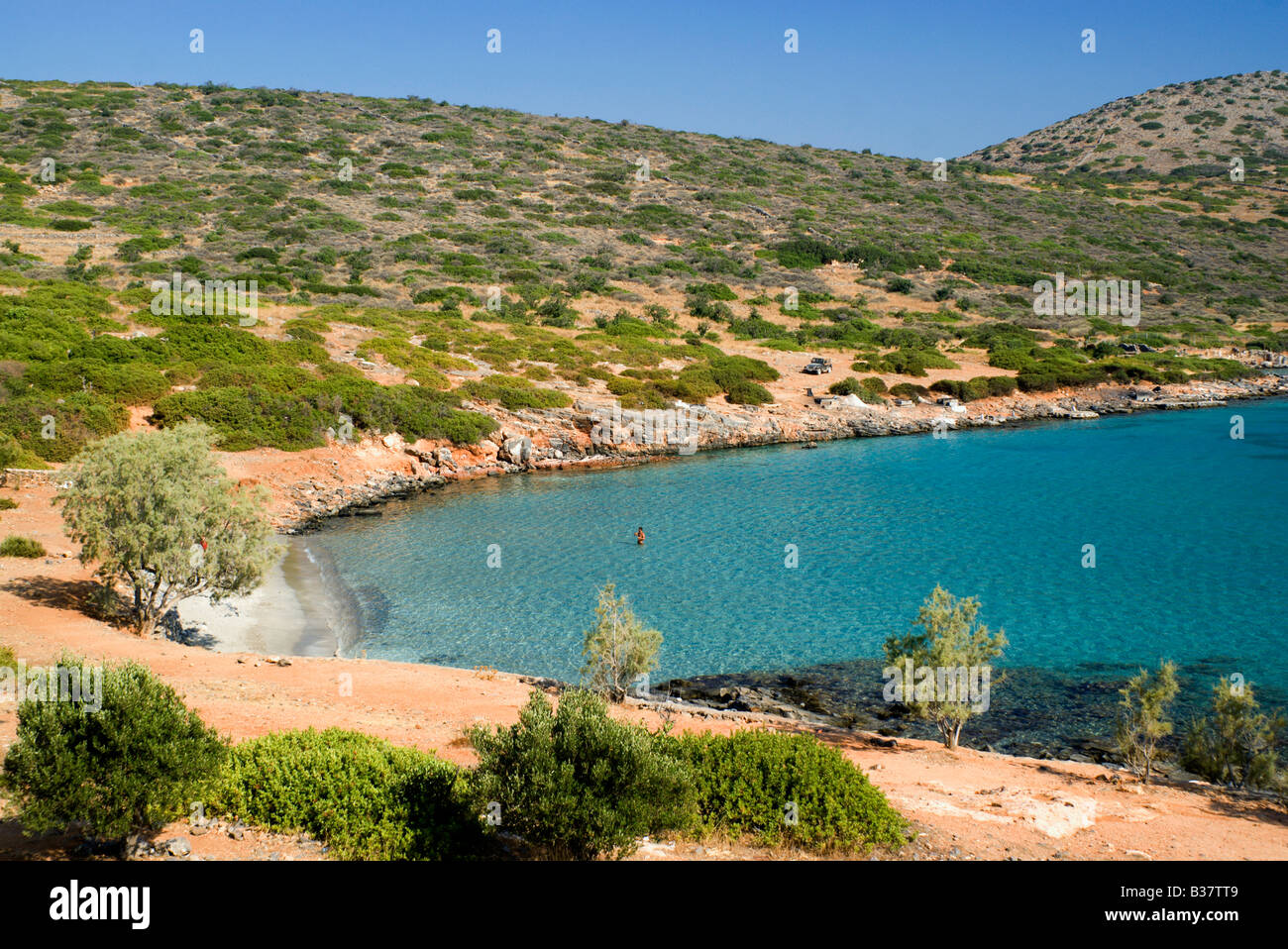 Elounda peninsula kolokitha plage Aghios Nikolaos Crete Grèce Banque D'Images