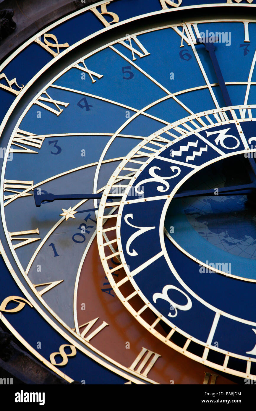 Août 2008 - L'horloge astronomique dans l'ancien Hôtel de Ville Prague Praha République Tchèque Banque D'Images