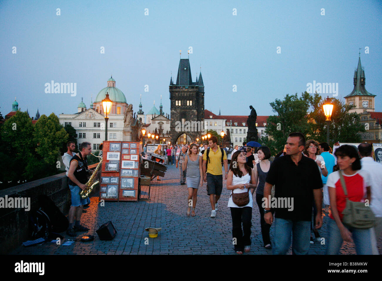 Août 2008 - Charles Bridge Prague République Tchèque Banque D'Images