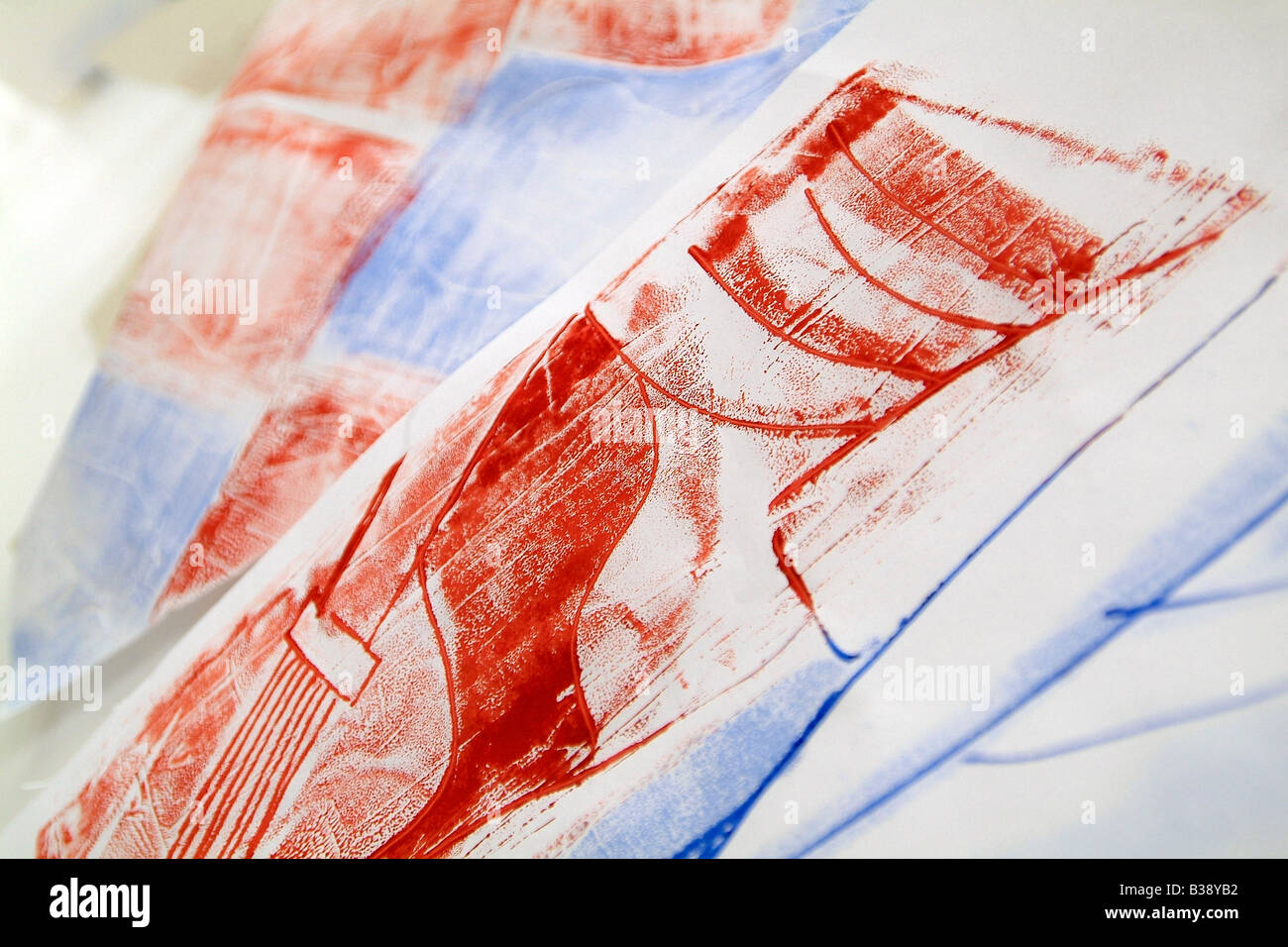 Close-up of red and blue fashion design art Banque D'Images