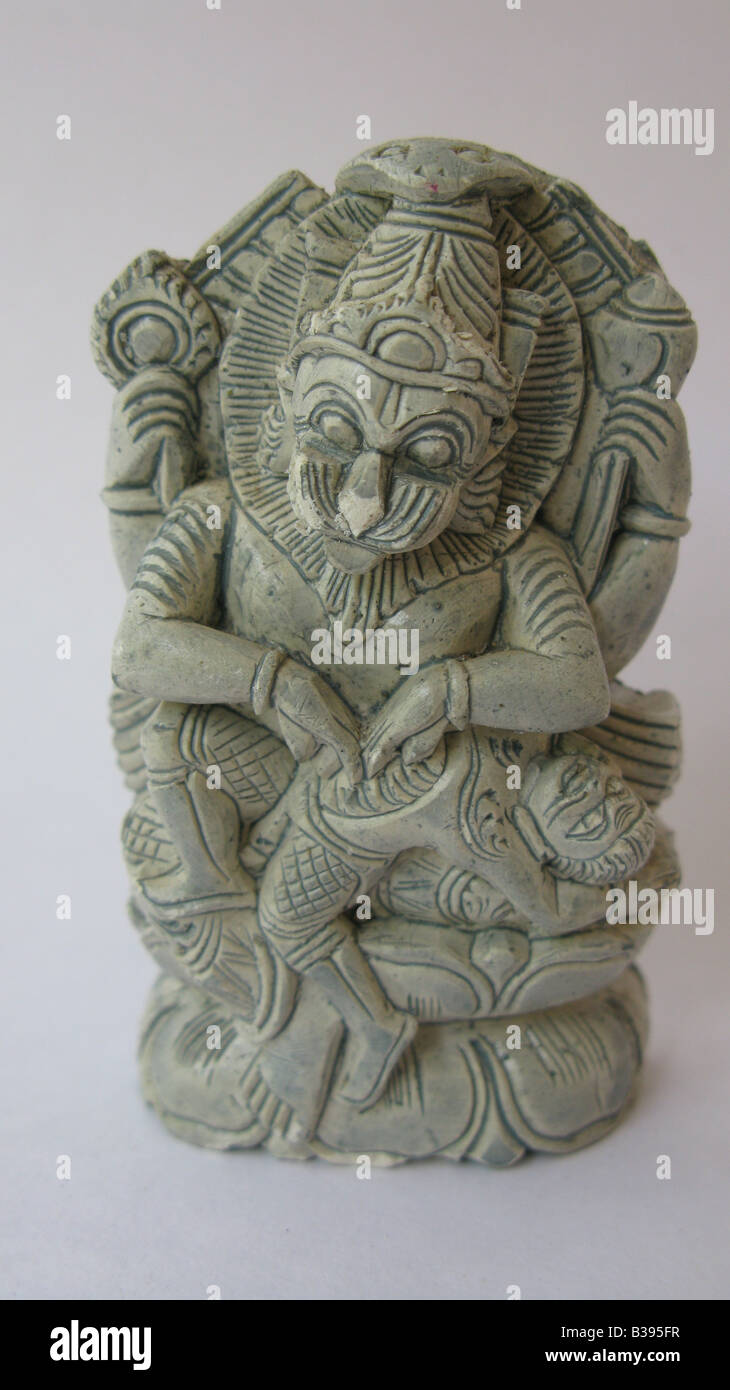 C'est l'homme-lion (narasimha) Avatar de Vishnu, l'un des dix avatars de Vishnu qui a paru dans le Satya Yuga. Banque D'Images
