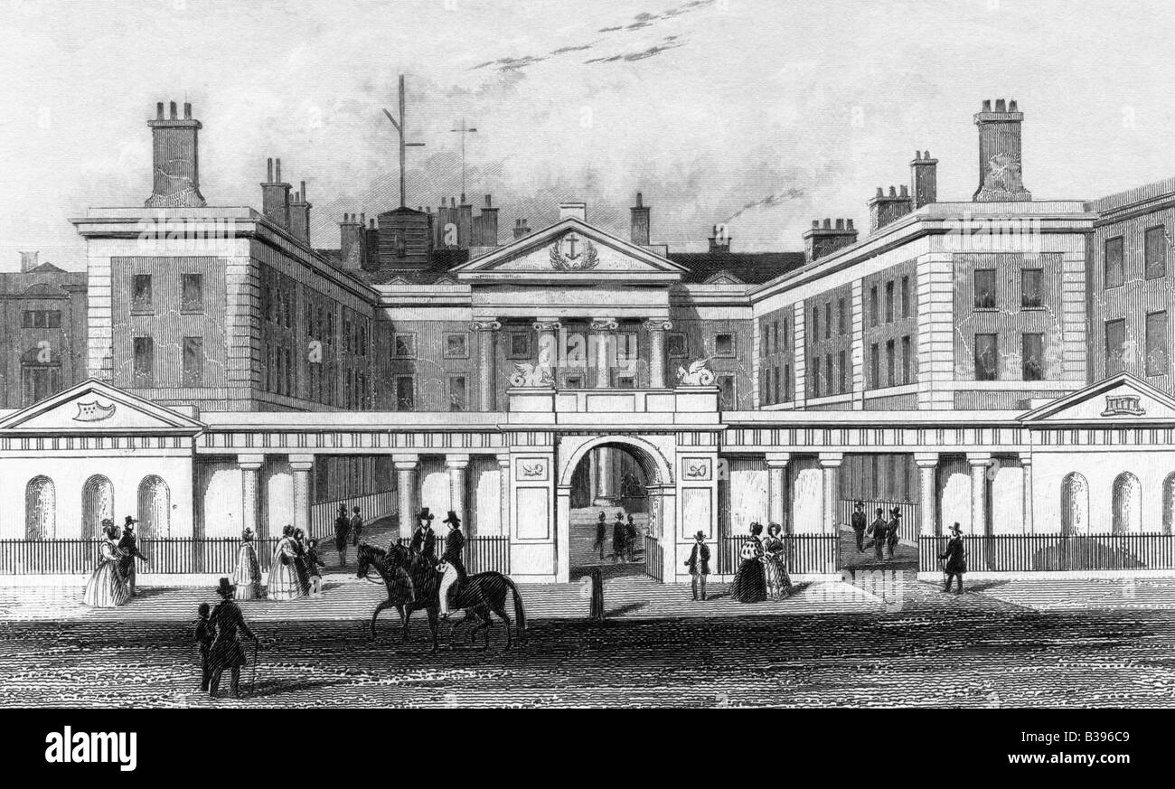 L'Amirauté Whitehall London Circa 1840 Gravure du xixe siècle Banque D'Images