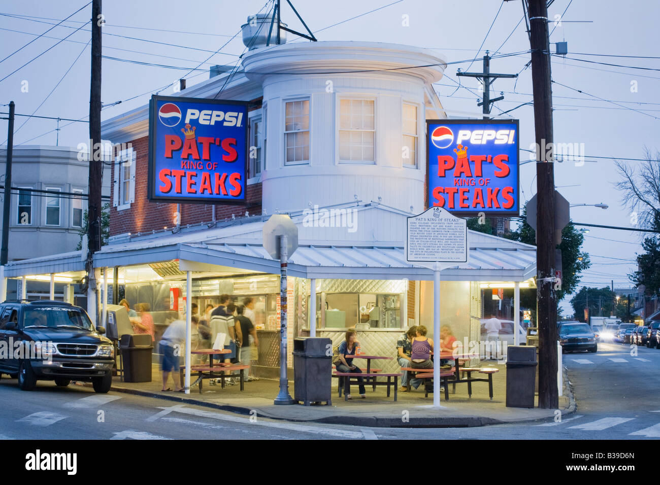 Steaks de Pat est célèbre pour son cheeseteak subs, Sud de Philadelphie, Pennsylvanie, USA. Banque D'Images