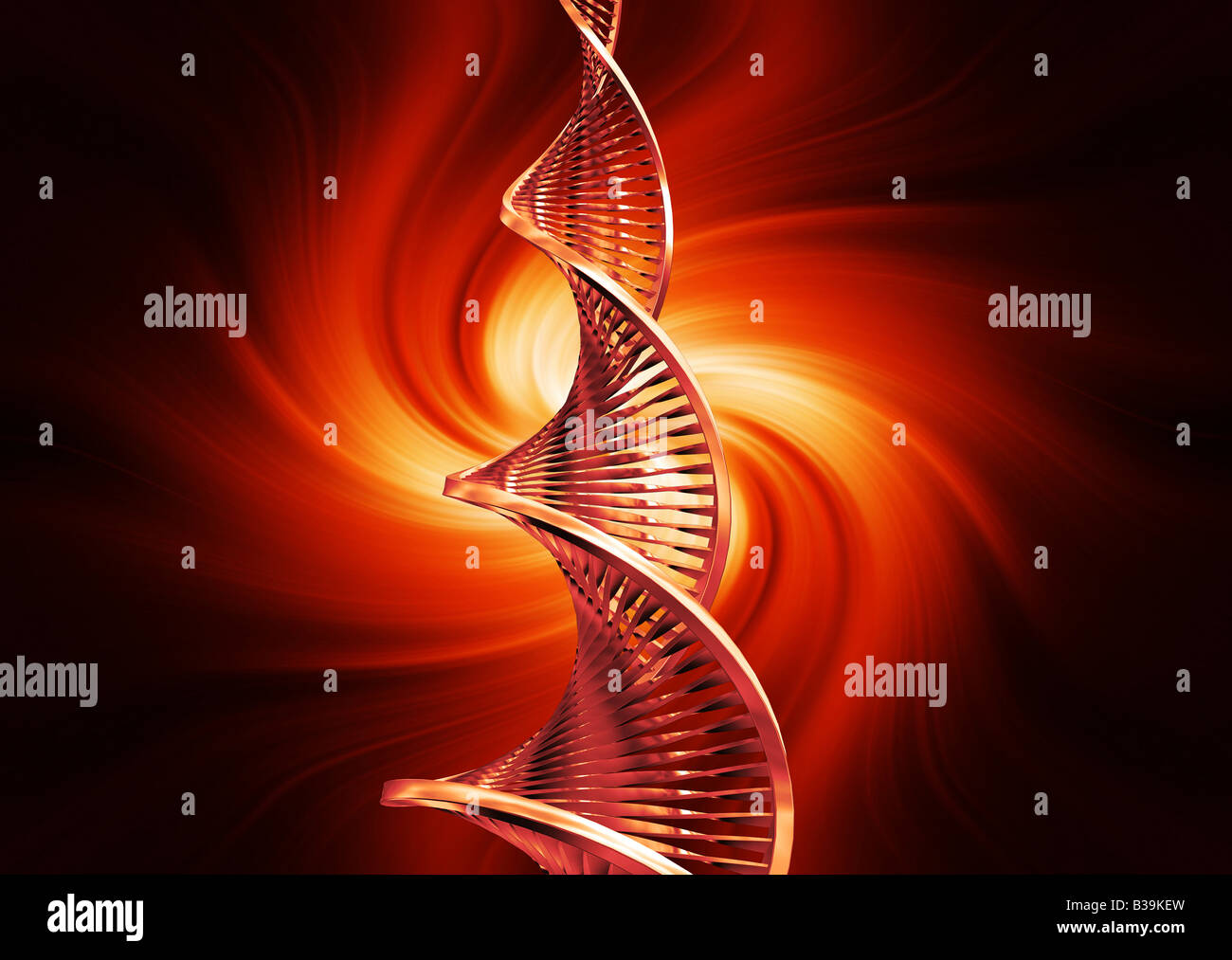 Le rendu 3D de brins d'ADN sur abstract background Banque D'Images
