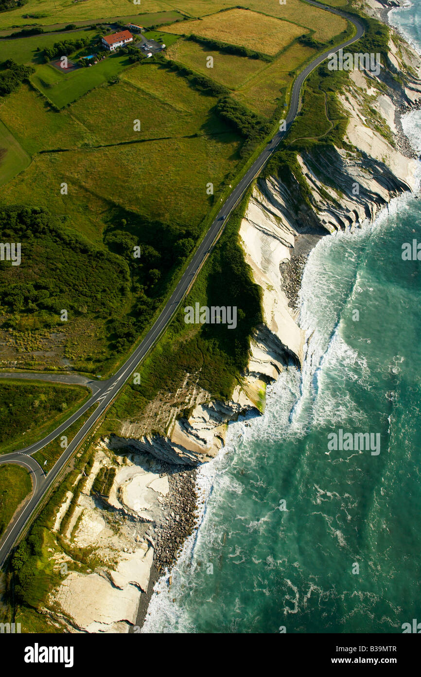 Vue aérienne de la côte près de St Jean de Luz Banque D'Images