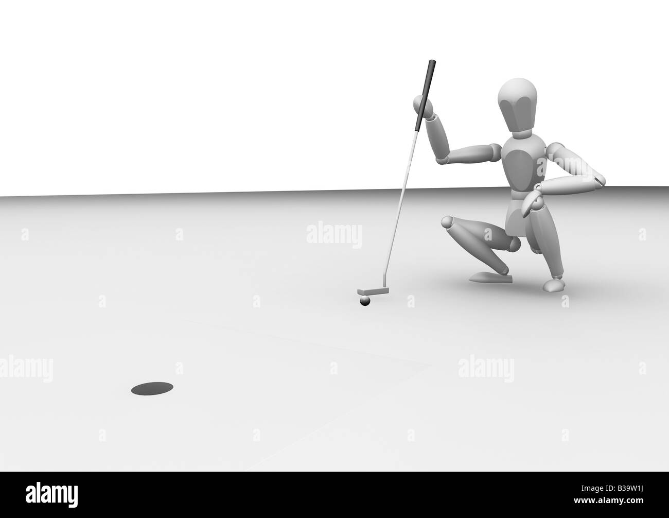 3D render of a golfer alignement d'un putt shot Banque D'Images