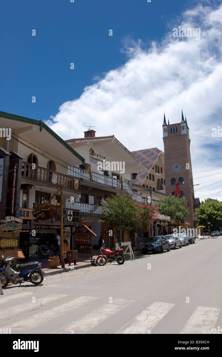 Villa General Belgrano rue principale d'une ville allemande typique de Cordoue Calamuchita Argentine vue verticale Banque D'Images