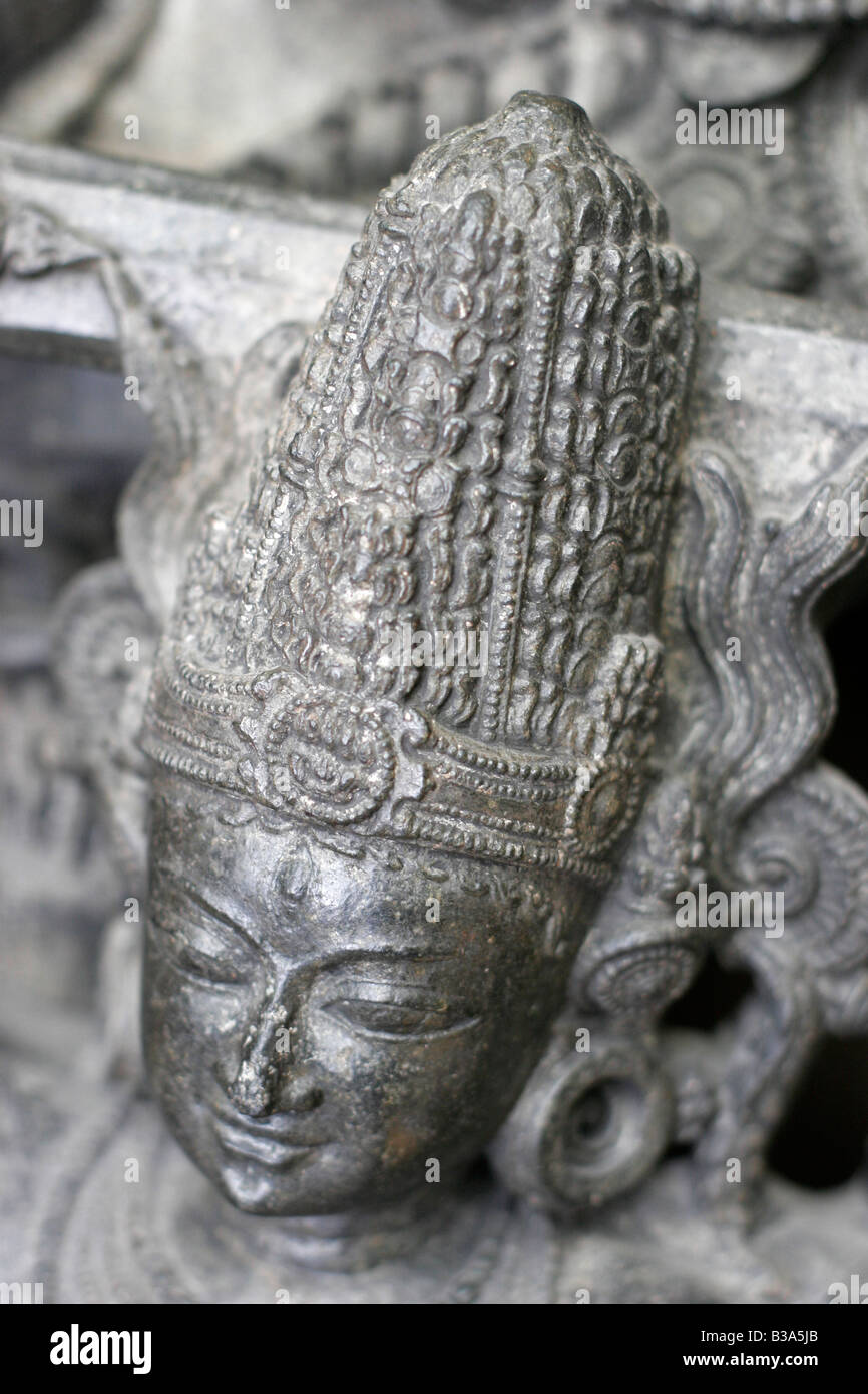 La tête d'une statue de la Déesse Durga indienne au British Museum de Londres Banque D'Images