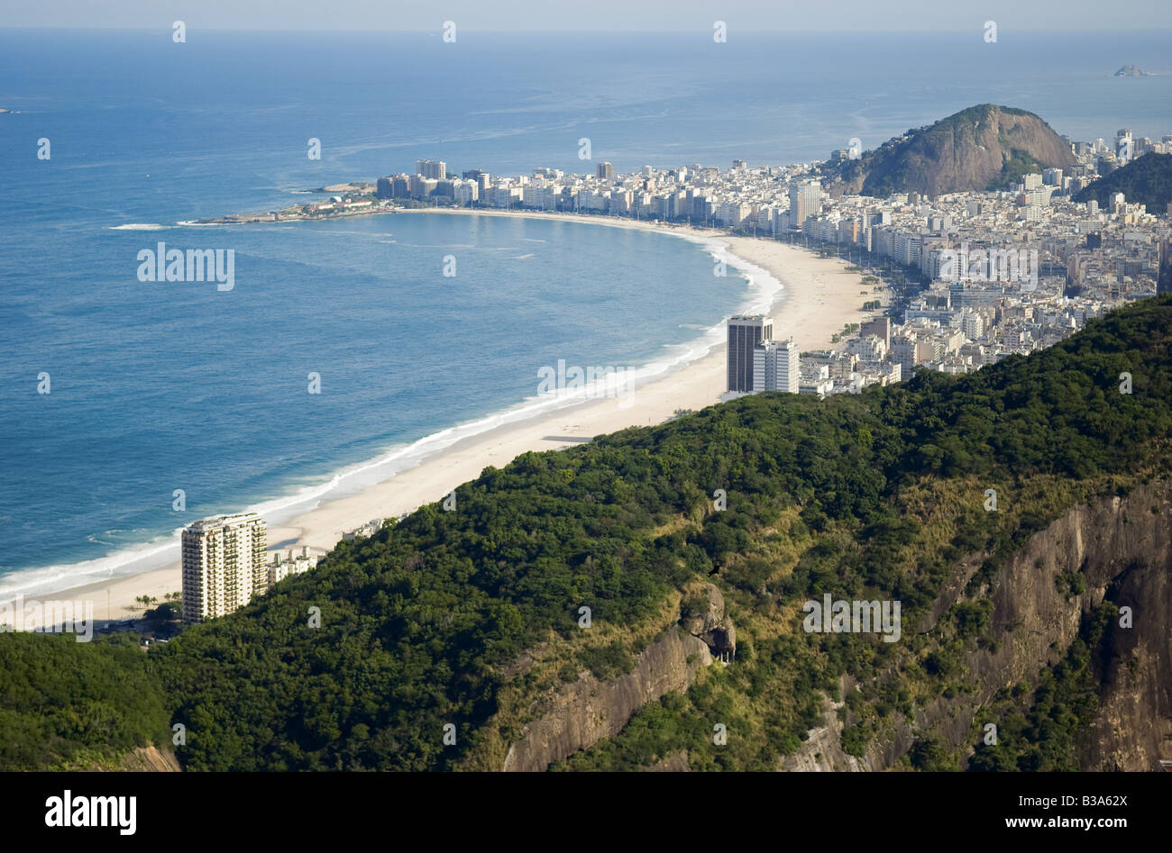 Vue aérienne de la plage de Copacabana, Rio de Janeiro, Brésil. Banque D'Images