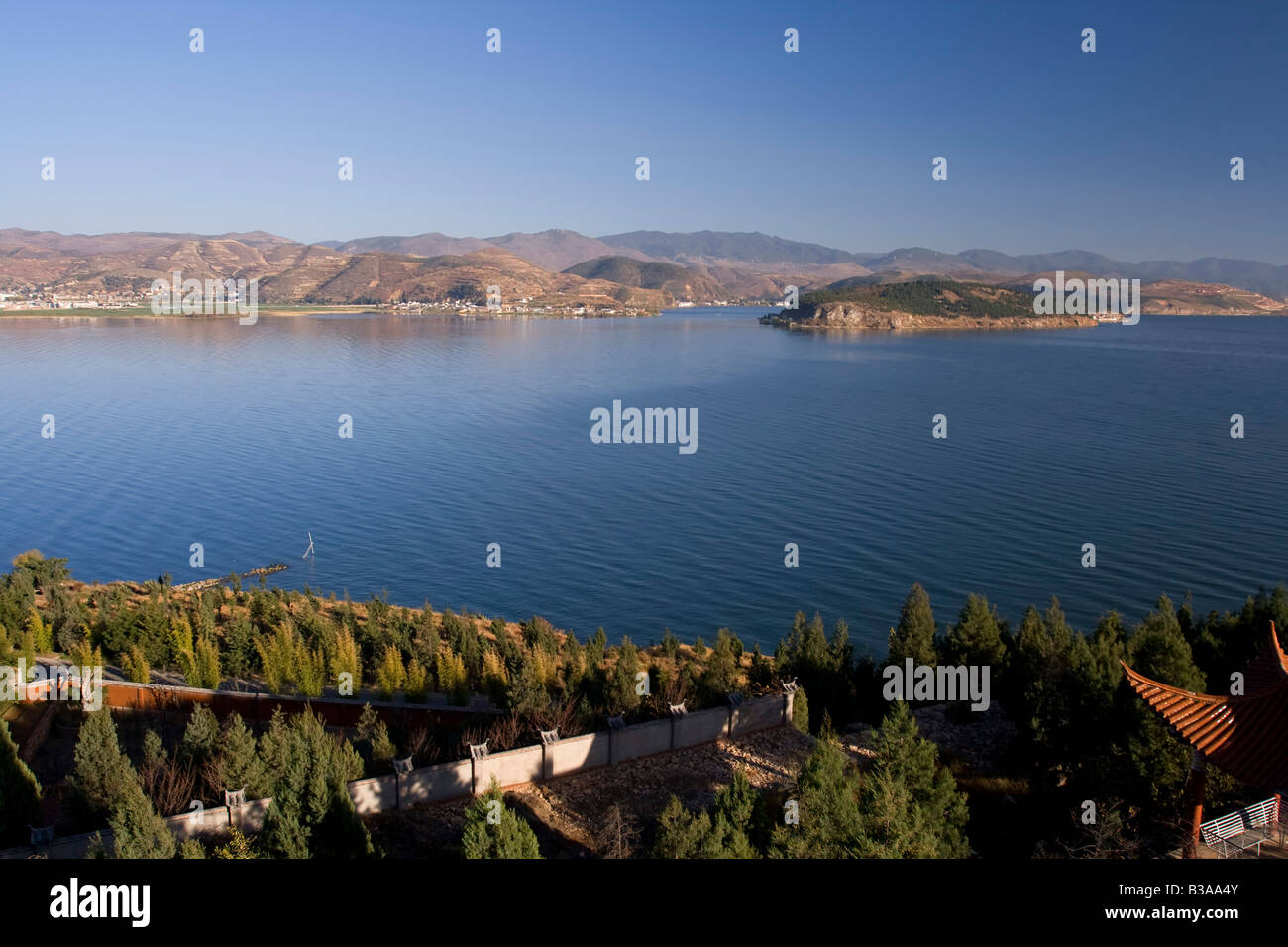 Le Lac Erhai Hu de Guanyin Pavillion, Dali, Yunnan Province, China Banque D'Images