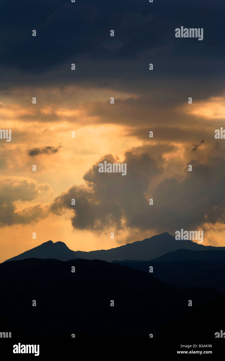 O Lliwedd Gwnedd de Snowdon et plage de Prestatyn Wales Banque D'Images