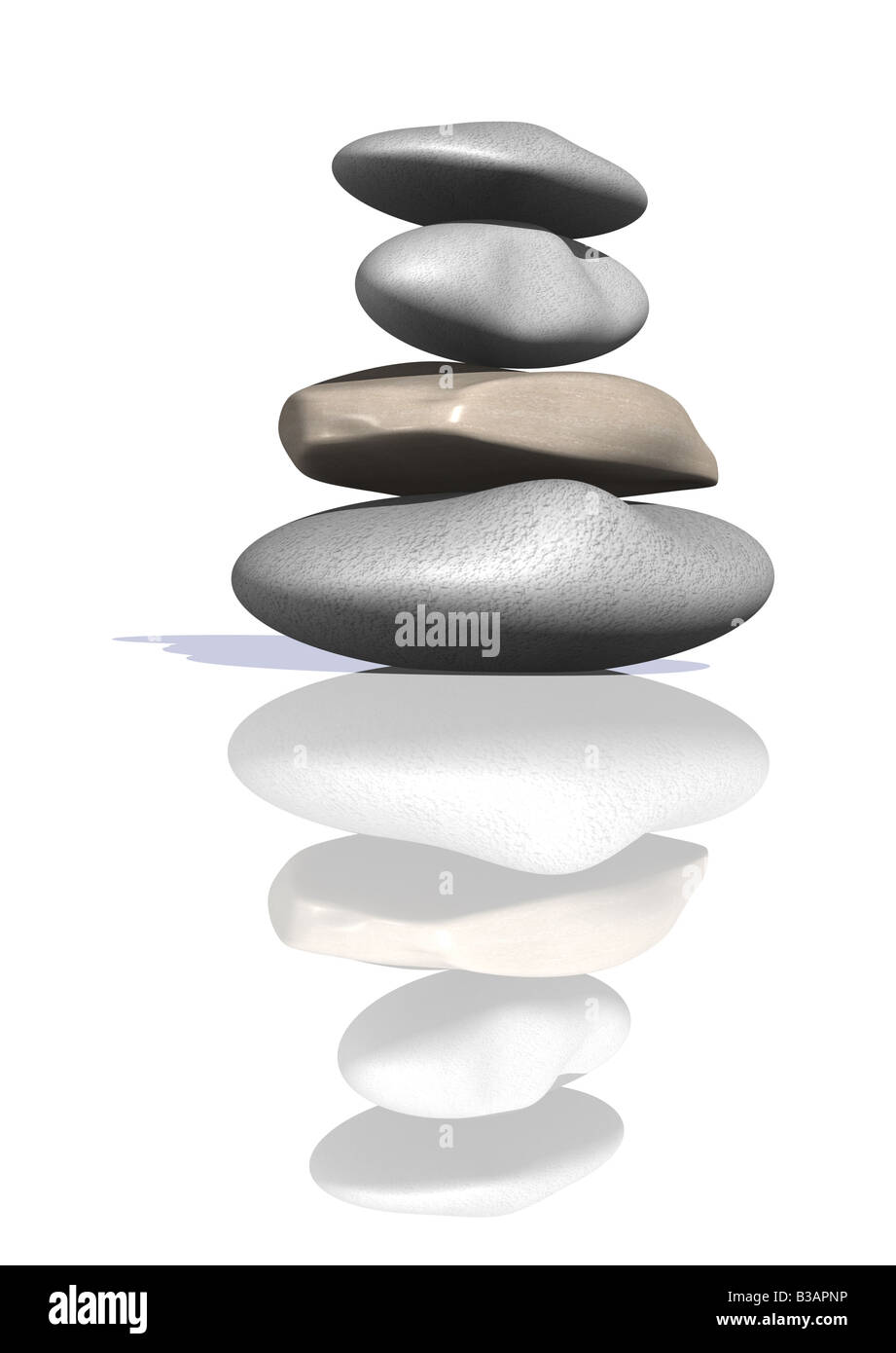 Le rendu 3D d'un empilement de pierres zen with clipping path Banque D'Images