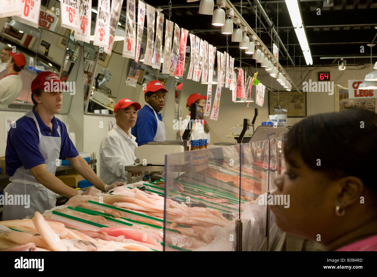 Grand marché aux poissons, sur le Strip à Pittsburgh en Pennsylvanie Banque D'Images