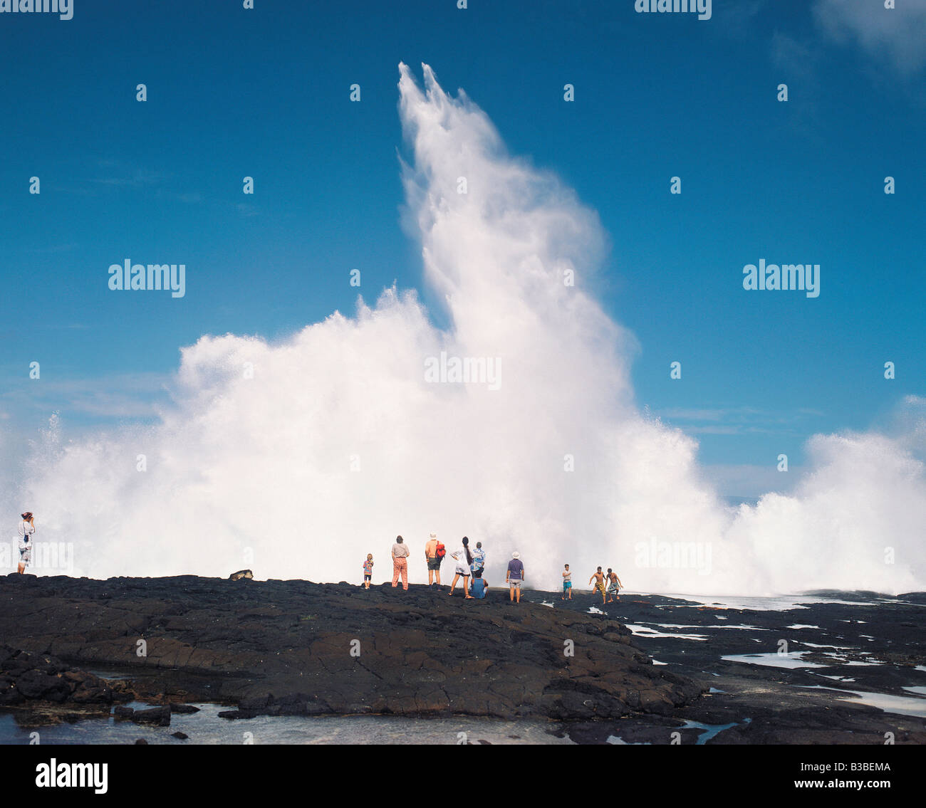 Samoa occidental. L'île de Savaii. Coup Alofaaga trous. Banque D'Images