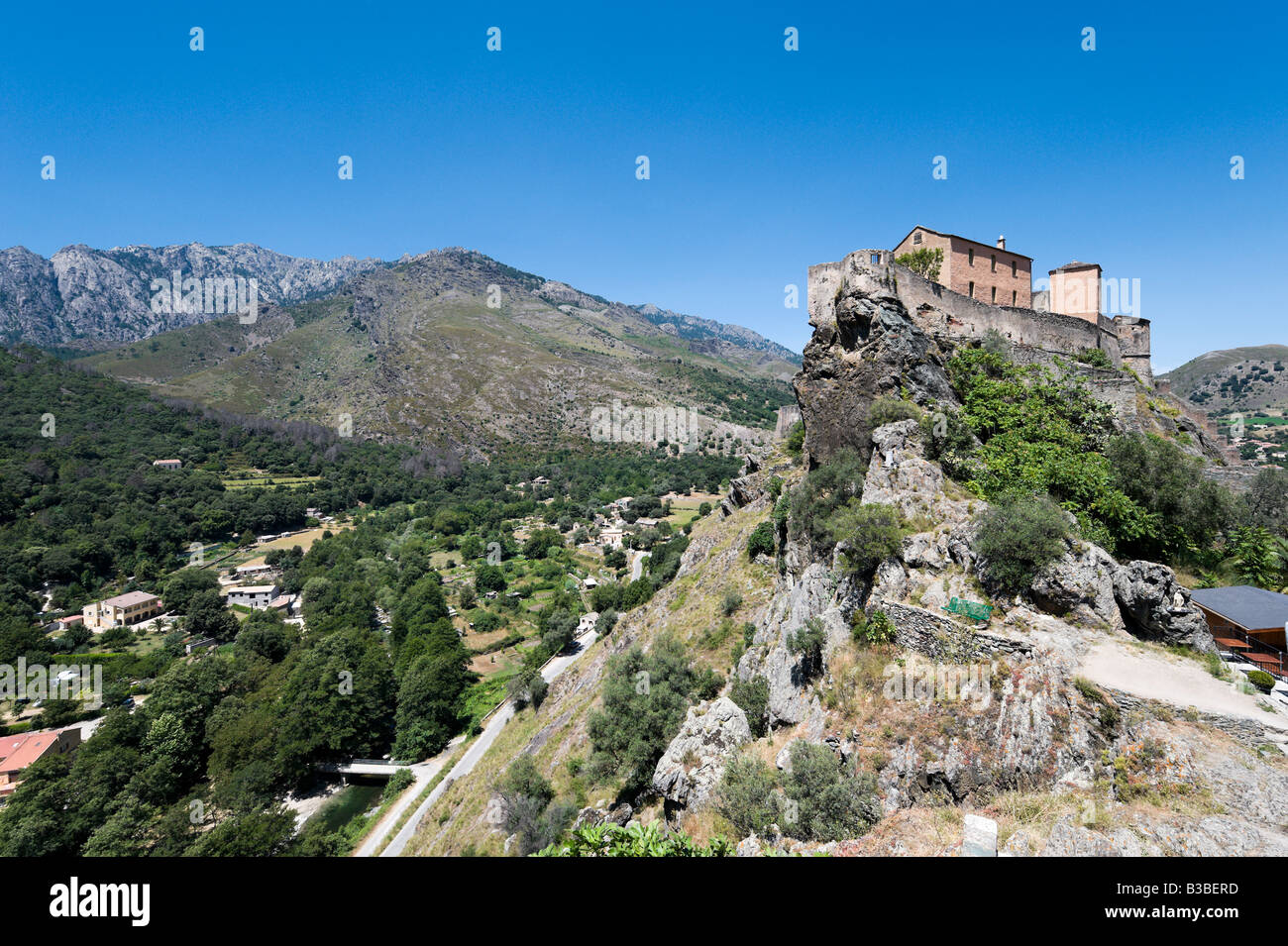 La citadelle de la haute-ville (vieille ville), Corte (ancienne capitale de la Corse indépendante), le Centre de la Corse, France Banque D'Images