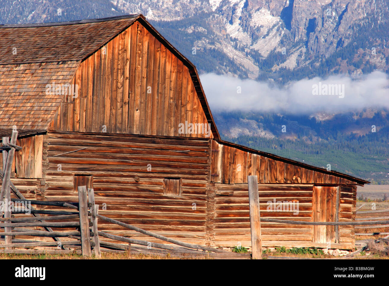 Ancienne grange, mormon row, parc national de Grand Teton, Wyoming Banque D'Images