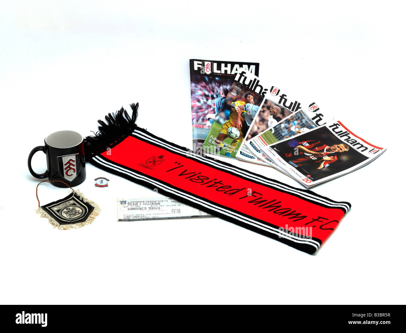 Souvenirs de football Fulham et Ticket Programmes Foulard Banque D'Images