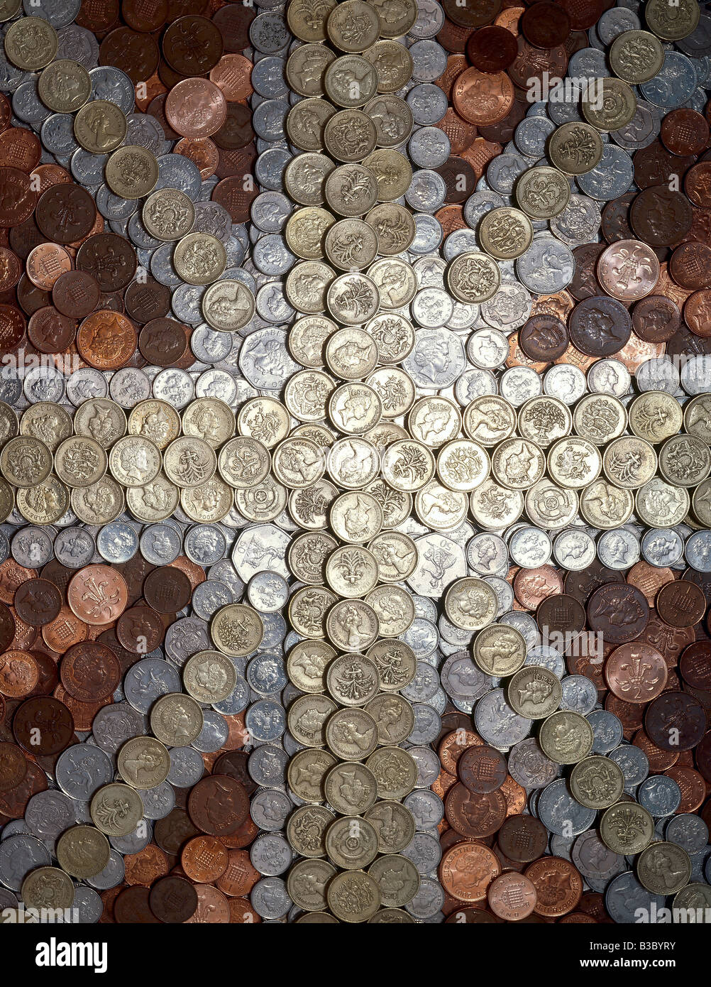 British coins en forme de Union Jack Banque D'Images